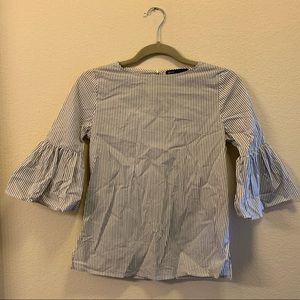 Pinstripe bell sleeve blouse